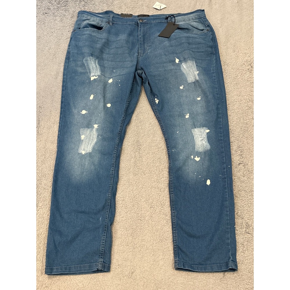 Steve's Jeans Big & Tall Mens 44x32 Regular Fit Distressed Paint Splatter Felix